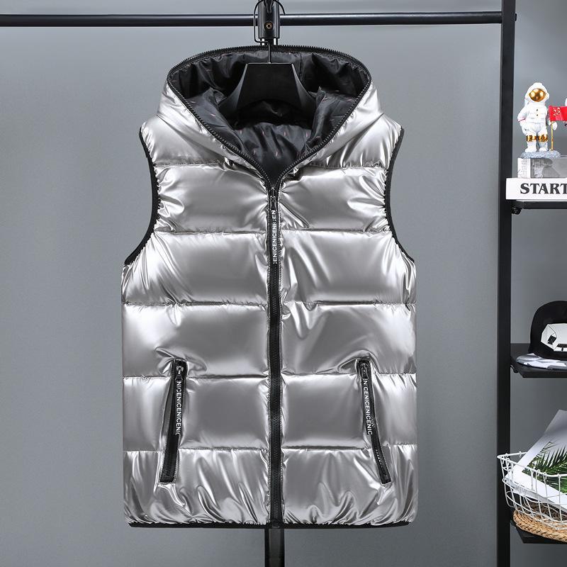 Glänzende ärmellose Baumwollweste im koreanischen Stil für Herren für Herbst/Winter