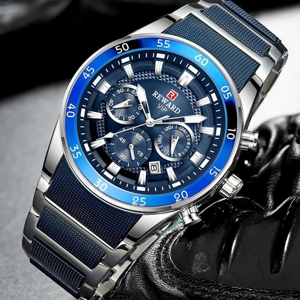 New Sport Watches for Men Fashion Silicone Stainless Steel Quartz Watches Waterproof Chronograph Wrist Watches