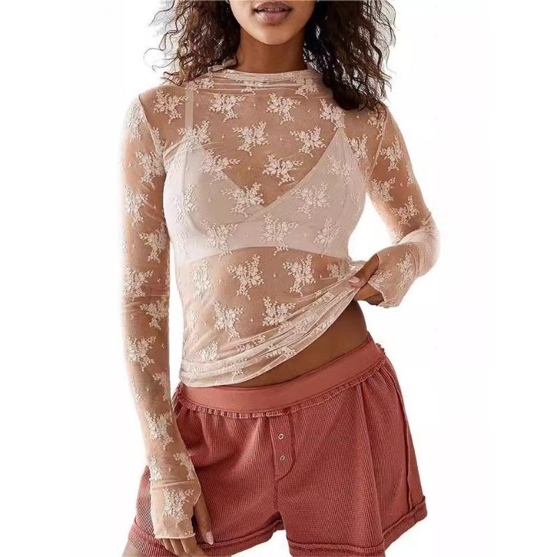 Women's Sexy Hottie Thumbhole Lace Bottom Shirt