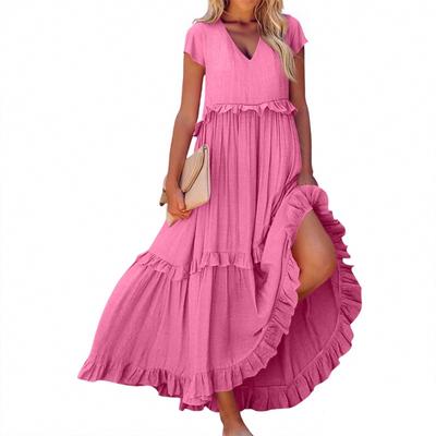 Vestido longo de verão feminino vestido de praia grande swing