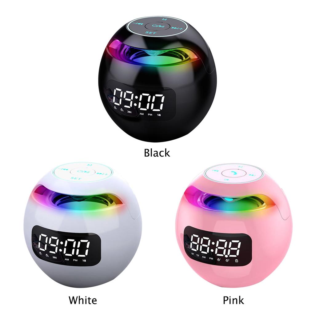 Spherical Desk Alarm Clock 2000mAh LED Screen Digital Clock Bluetooth-compatible 5.0 Speaker TF Card FM Radio for Birthday