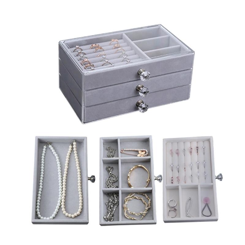 Multi Level Jewelry Tray Jewelry Display Stand Bracelets/Necklaces/Bangles Holder Transparent Jewelry Storage Box