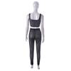 Mesh Passenden Set Transparent 2 PCS Streifen Hosen Sets Club Outfits Langarm Crop Top Sexy Zwei Stück Sets Frauen hosen Anzüge