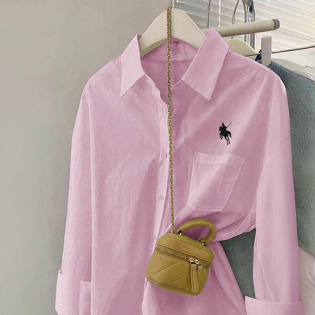 Casual Simple Long Sleeve Button Solid Color Shirt Women 2025 Autumn and Winter