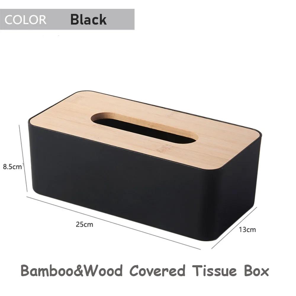 

Wood Tissue Box Cover for Disposable Paper Facial Tissues, Wooden Rectangular Tissue Box Holder for Storage on Bathroom Bedroom чёрный