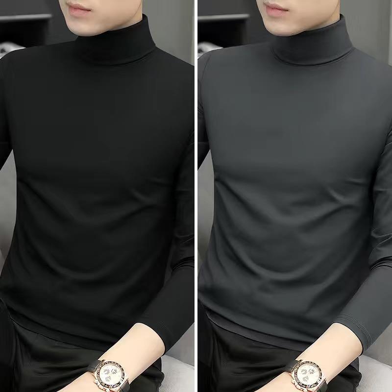 2-Pack Men's Modal Mid-Neck Long-Sleeve T-Shirts for Spring and Autumn