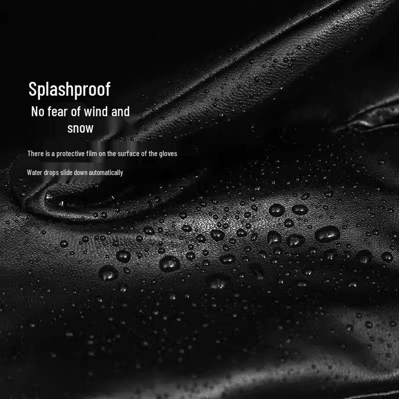 Men's Winter Leather Touchscreen Cycling Gloves - Thick, Windproof, and Warm