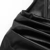 European & American Women's Sexy Strapless PU Leather Ruched A-line Dress