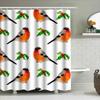 Leuchtend Roter Vogel Weihnachts-Duschvorhang Dekoratives Aquarell-Badezimmerteppich-Set Floraler Blumendruck Heim-Badezimmerdekoration 180x240
