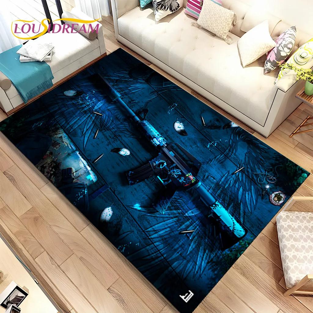 3D Assault Rifle Pistol Gun CS M4 AK USP Game Area Rug,Carpet for Home Living Room Bedroom Sofa Doormat Decor,Non-slip Floor Mat