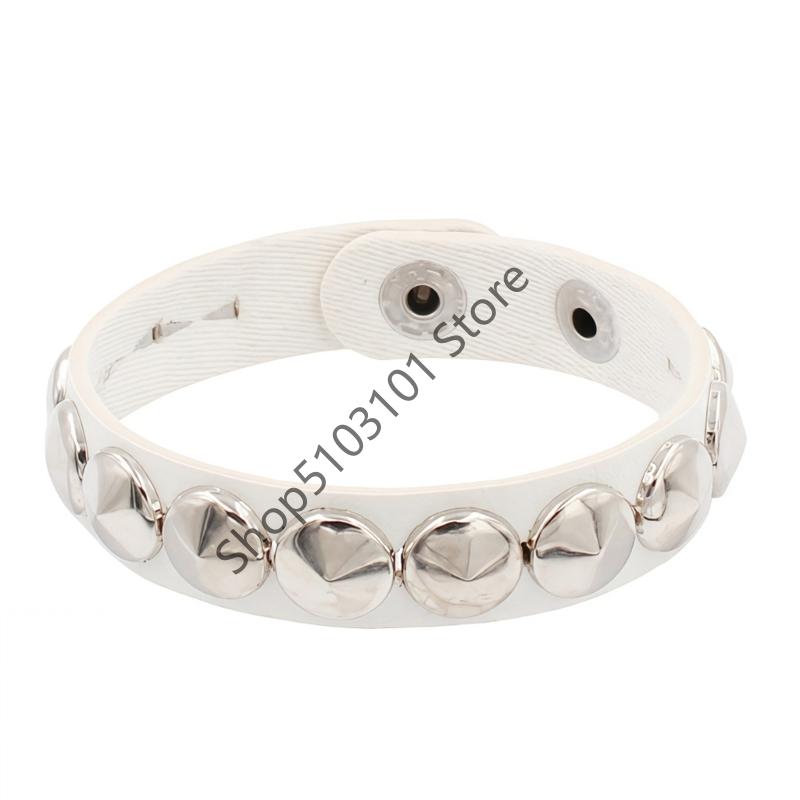 Fashion Punk Rivet Chain Bracelet Leather Hip Hop Rock Metal Bracelet Wristbands Unisex Leather Bracelet