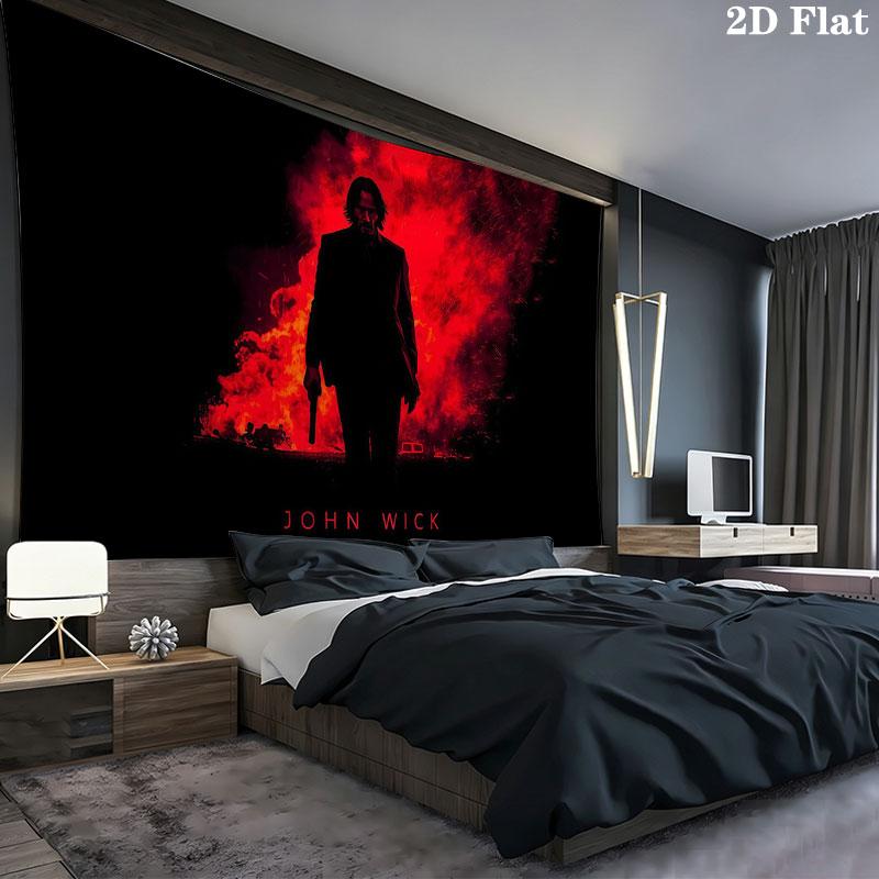 John Wick Art Wall Tapestry, Aesthetic Printed Fabric Blanket, Suitable for Bedroom, Living Room, and Home Decor.