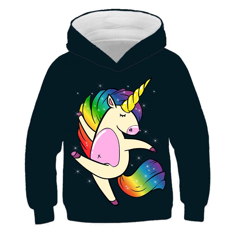 Autumn Child Cartoon Unicorn Hoodies Boys' Coat Girls 3D Print Casual Long Sleeve Children's Sweatshirt Kids' Loose Top