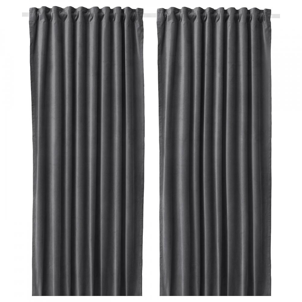 

IKEA SANELA semi-blackout curtains, 1 pair dark gray 140x250 cm