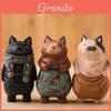 Wooden Animal Carving Cat Figurine Vintage Style Gift For Collectors Display