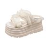 Fashion 8CM Women's High Heels Slippers New Summer Fashion Outdoor Lace Flower Sandals Comfortable Rubber Bottom Chunky Beach Flip Flops