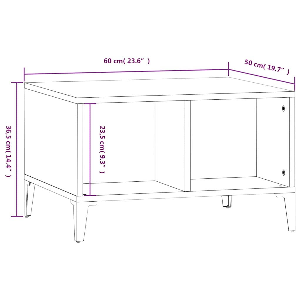 Black Coffee Table 60 x 50 x 36.5 cm Particleboard
