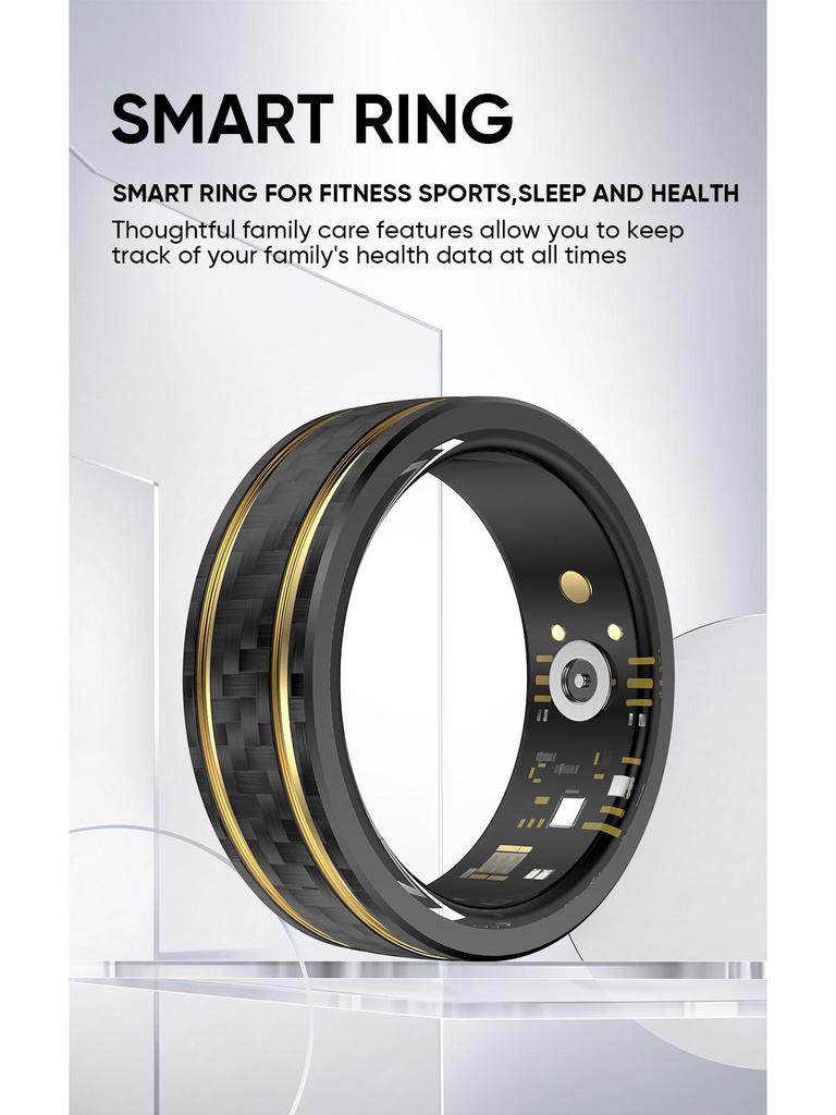 W8 Carbon Fiber Smart Ring: Sensorless Heart Rate, Blood Oxygen & Sleep Monitor, Waterproof Sports Wearable