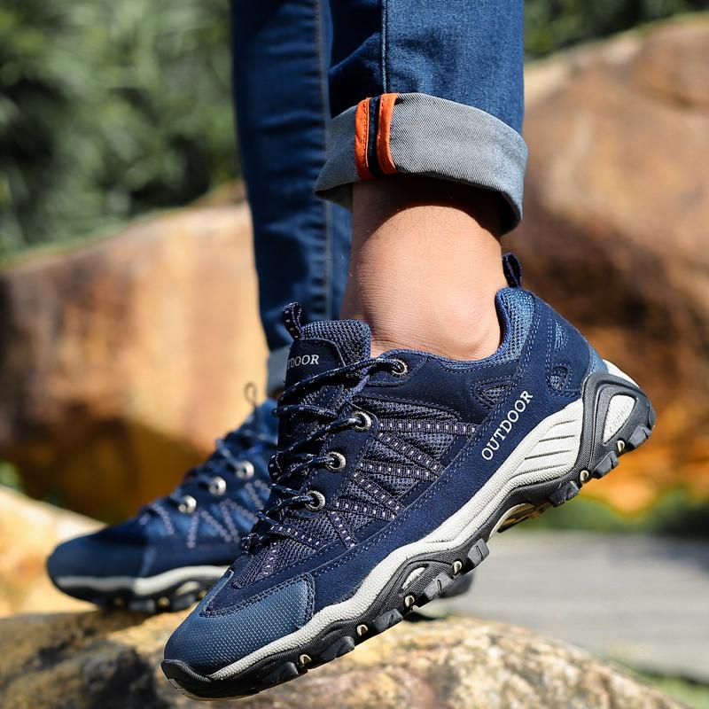 Neue Herren Freizeitschuhe Echtes Leder Outdoor Herrenschuhe Atmungsaktive Mesh Sneaker Rutschfeste Bequeme Wanderschuhe Größe 35-46