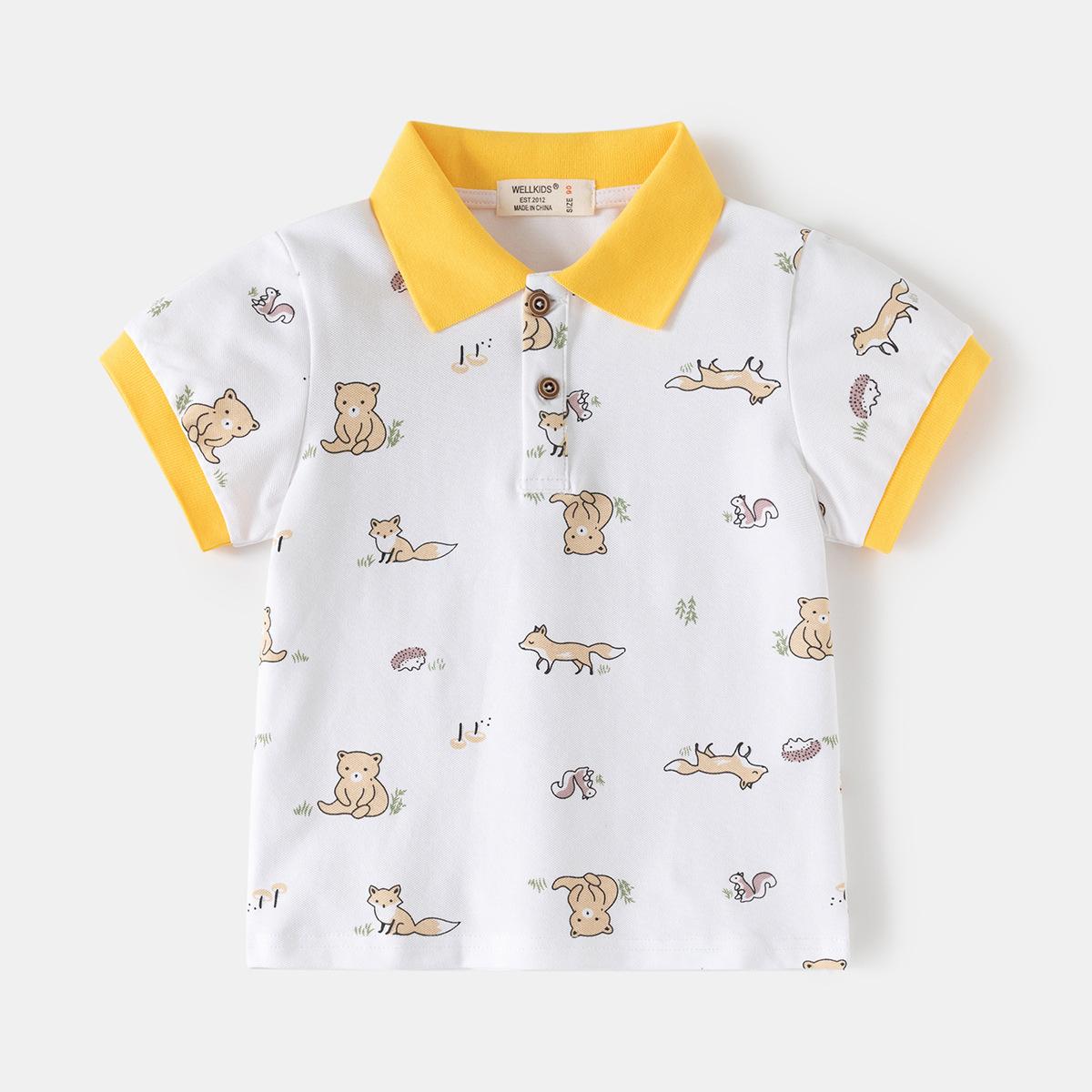 

Children s lapel T-shirt 2026 new boys POLO shirt short-sleeved top baby Korean version of summer fashion 130cm брудно-білий