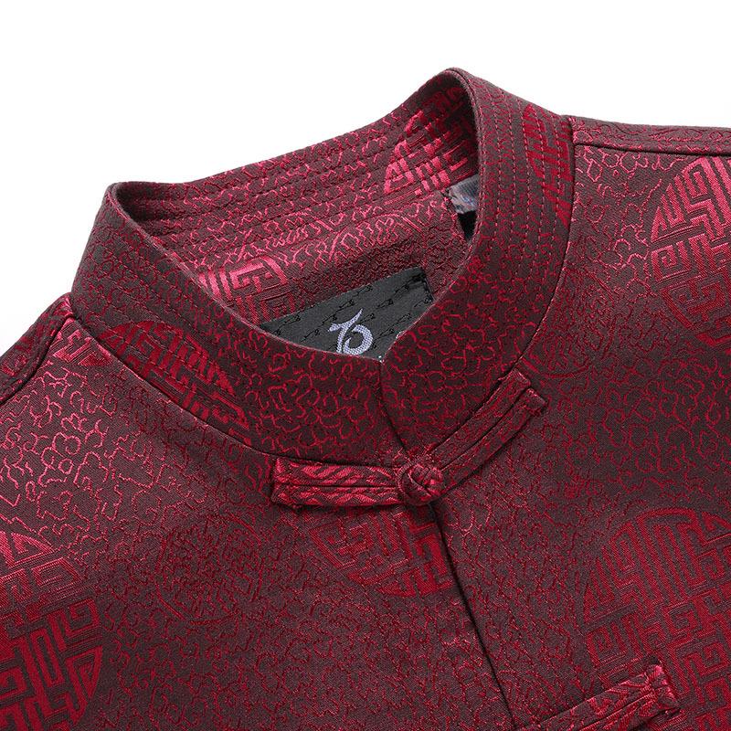 Men's Autumn Stand Collar Tang Suit Jacket - Long Sleeve Casual Coat for Middle-Aged & Elderly