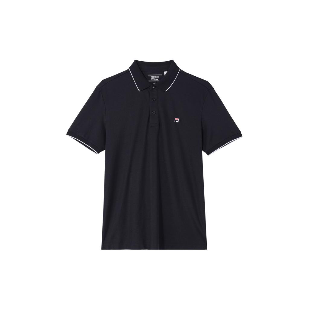 Fila Casual Solid Color Knitted Short Sleeve Polo Shirt Men Polo Shirts Legendary-Blue F11M331103FNV