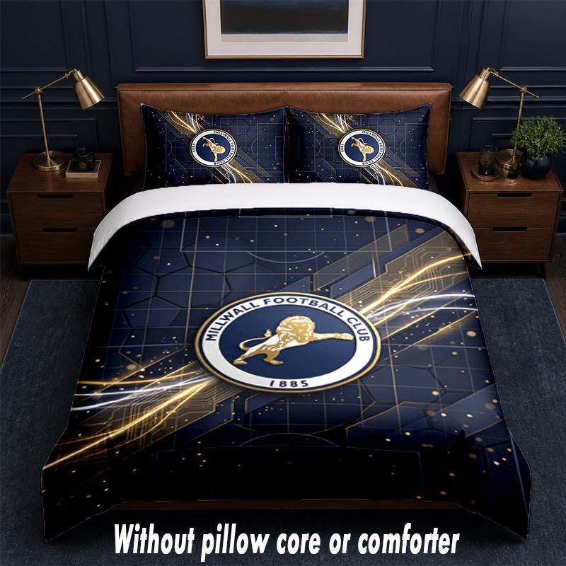 Millwall Football Design Bed Bedding Set 1 Duvet Cover + 2 Pillowcases Soft Breathable Household Bed Linens
