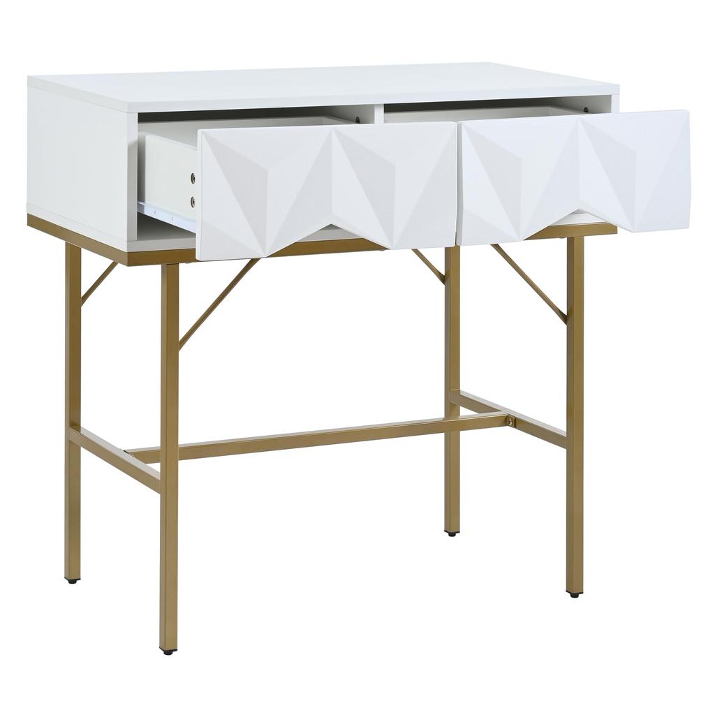 Console Table, Hallway Table with 2 Drawers, Side Table Wood, Sofa Table with Stable Metal Frame