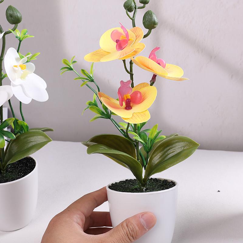 Bonsai Artificial Butterfly Orchid Silk Flower Potted Fake Plants For Home Garden Decoration Office Room Table Ornaments Wedding