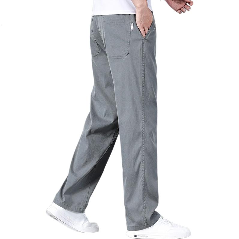 TUCANO Casual Pants for Men, Summer Lightweight Ice Silk Trousers, High-End Loose Straight-Leg Cool Business Long Pants, Black, Size 31
