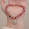 New Chinese Natural Strawberry Crystal Money Bag Bracelet Bangles Women Fashion Jewelry Accessories Gift