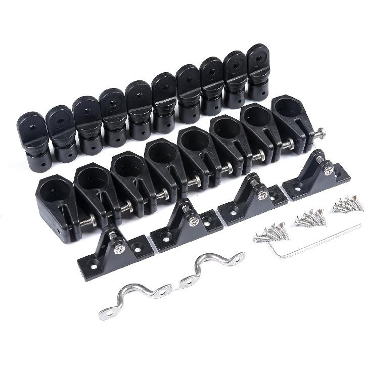 Mxeol Boat Top Fittings Hardware Combo Black Nylon Bimini Caps Jaw Slides Deck Hinges Pad Eye w/Screws