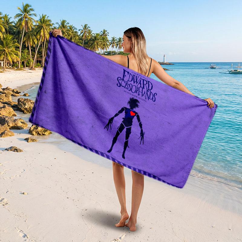 Large Beach TowelEdward Scissorhands Soft Absorbent Towel Beach Bath Home Use