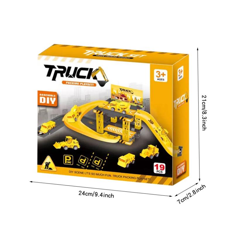 Kids Track Parking Lot Toy Automobile Building Racing Rail Car Park Fire Police Engineering Dinosaur Car for Children Gift