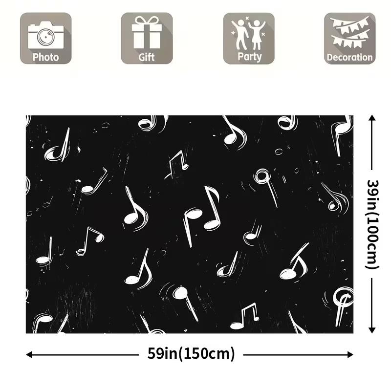 

2D Black White Music Note Backdrop Concert & Live Stream Photography Background 47.2x31.5inch/120*80cm