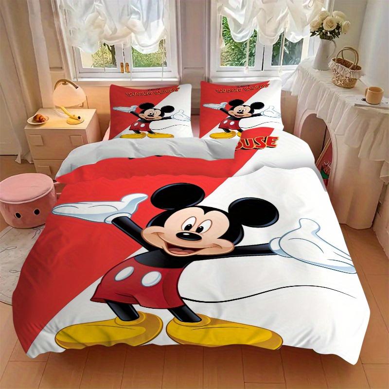 3pcs Colorblock Mickey Mouse Bedding Set, Including 1 Quilt Cover and 2 Pillow Shams, Without Filling, Soft and Comfortable Home Bedroom W011
