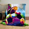 Colorful Geometric Patterns Depicting a Soccer Ball and a Cleat In Motion. for All Seasons Blanket Lunch Break Throw Gift