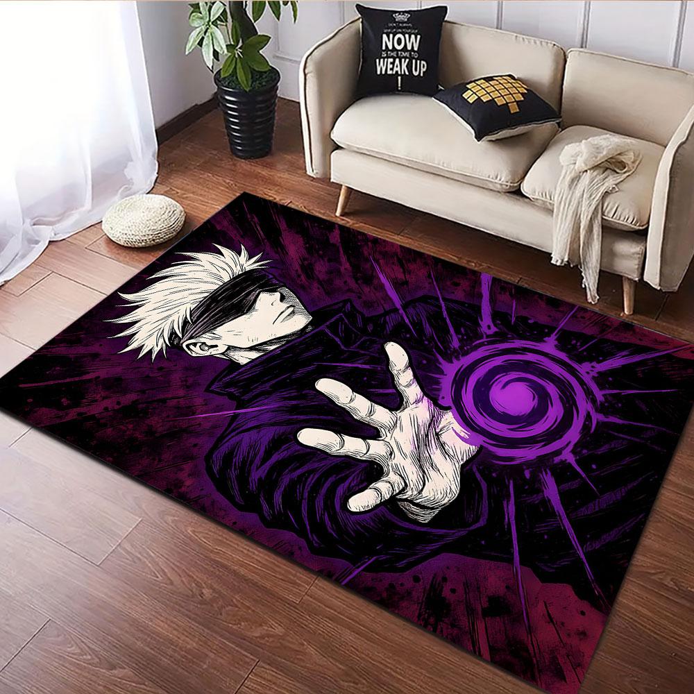 Blindfolded Warrior with Purple Energy Orb Patterned carpet, suitable as a non slip play mat for the living room and bedroom sofa
