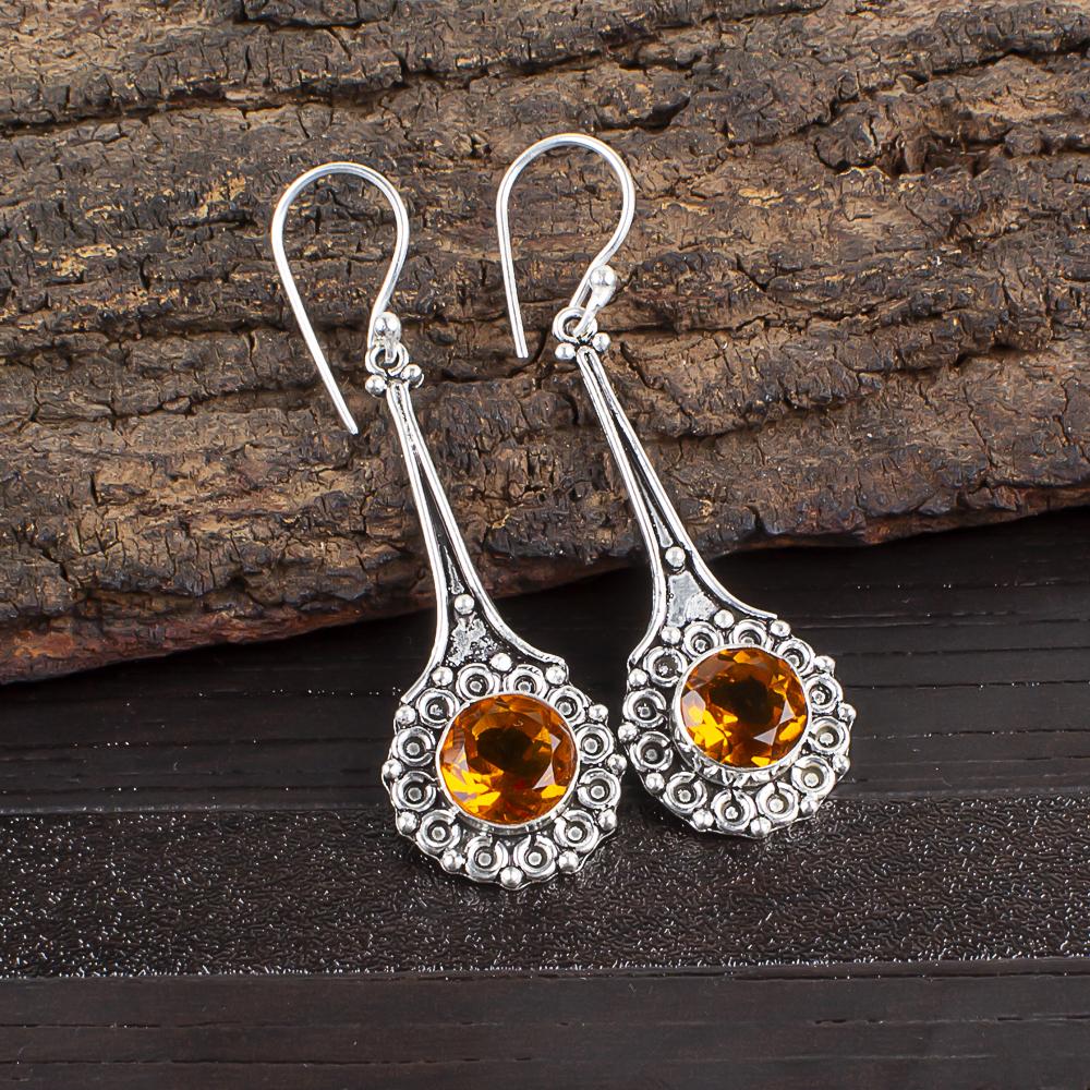 

Citrine Gemstone Jewelry, 925 Sterling Silver Earrings, Handmade Earrings Jewelry, Attractive Citrine Earrings Gift For Her 2.52 Inches оранжевый