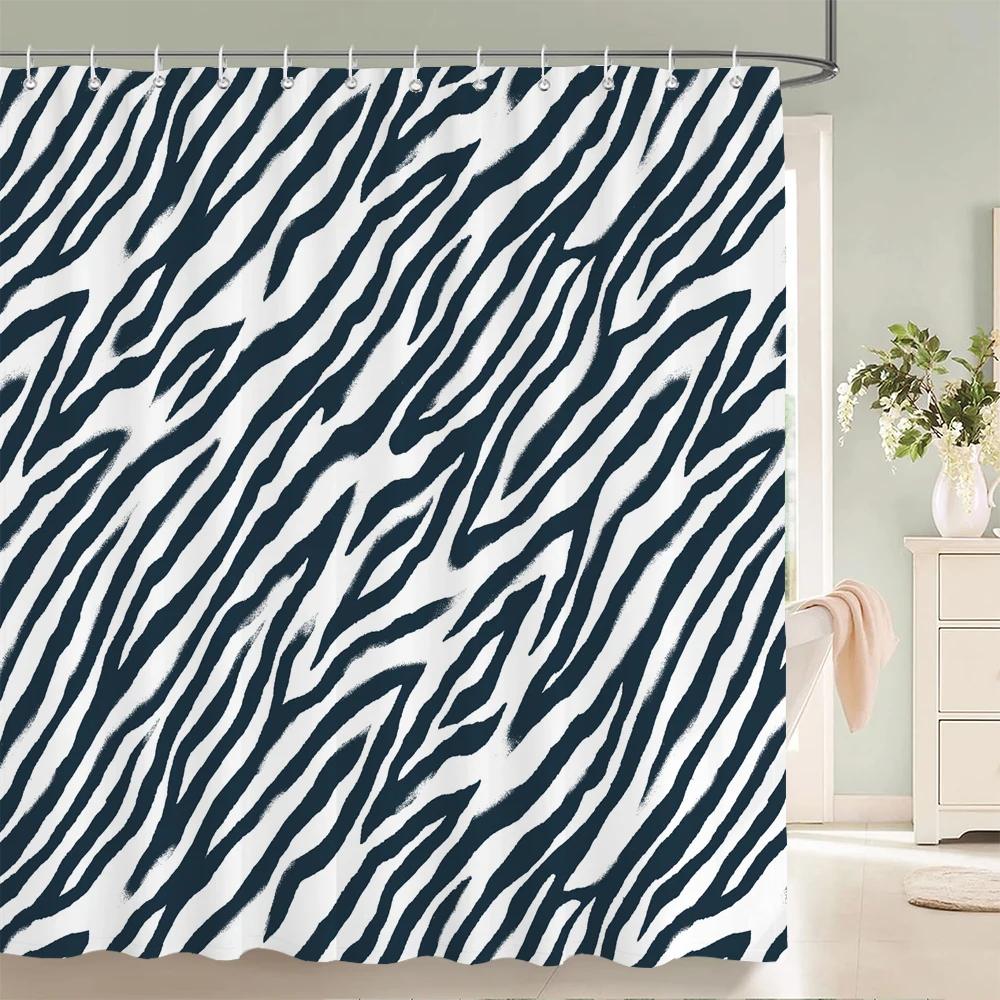 Zebra Animal Shower Curtains With Hooks Waterproof 3d Bathroom Curtains Decoration 180*240cm Printing Washable Bath Screen