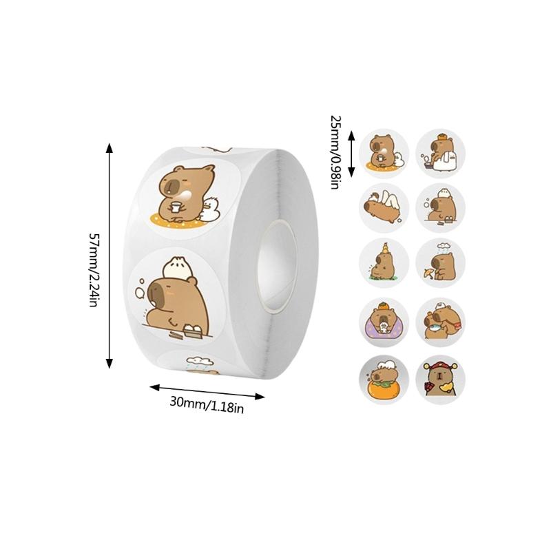 Round Sticker Animal Sticker Labels Decorative Sticker Capybara Reward Sticker Scrapbook Sticker Motivational Sticker