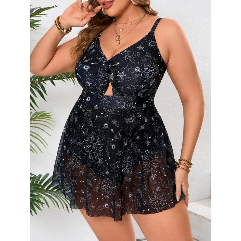 Women S Plus Size Black Floral Print One Piece Swimsuit