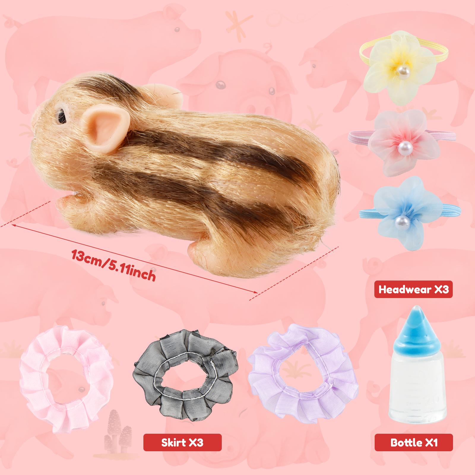 

5-дюймовая силиконовая кукла-поросенок, мини-мягкая реалистичная силиконовая кукла-поросенок, милый новорожденный, интересная кукла-поросенок с полным силиконовым телом, игрушка с одеждой