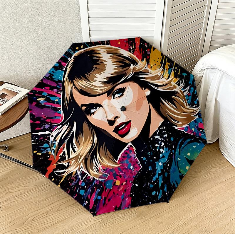 Pop Art Star 8 Ribs 3Fold Black Glue Uv Protection Umbrella Sun Protection Rainproof Compact Folding Umbrella For Travel Daily Use C923451