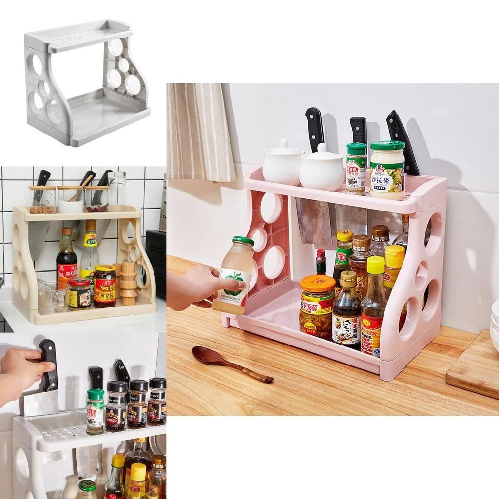 Kitchen Organizer Dual Layer Pp Material With Nonslip Surface For Home Cooking Storage