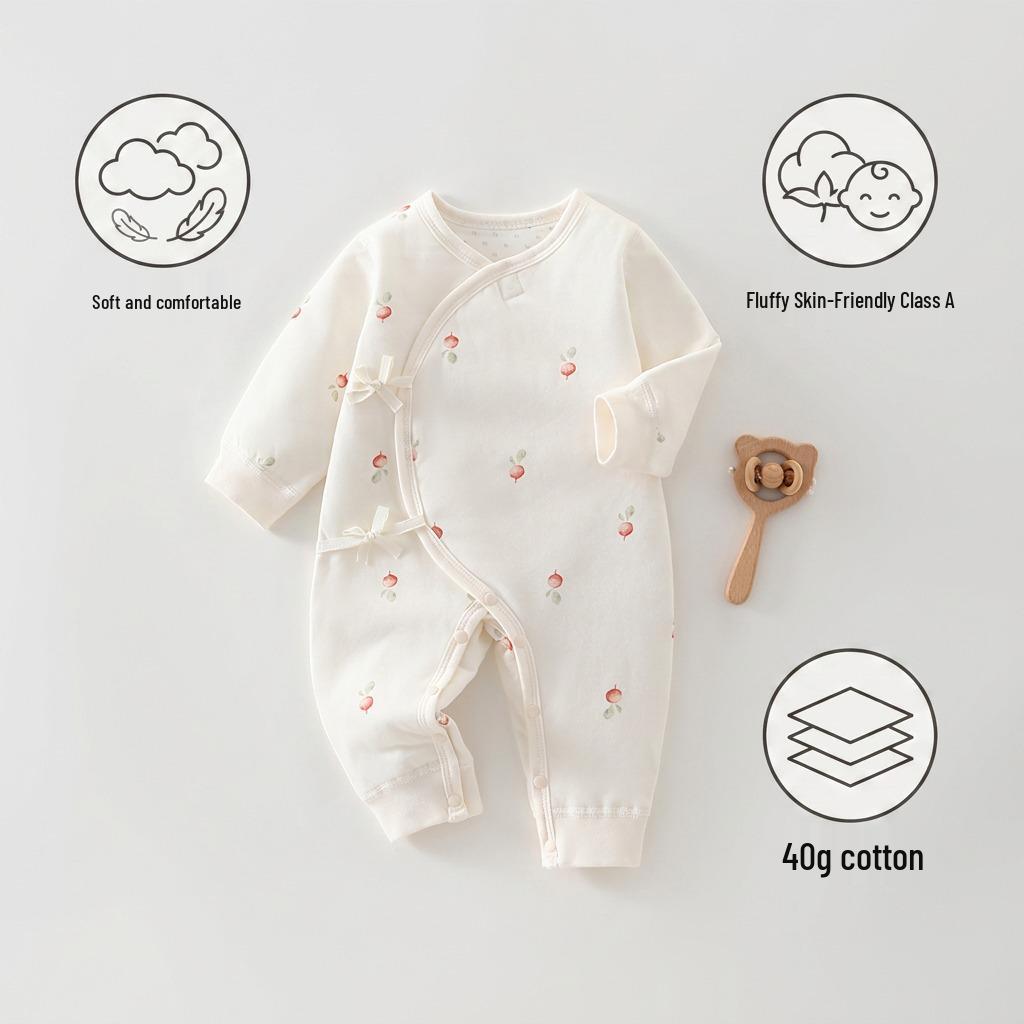Newborn Cotton Romper & Belly Protection Suit for 0-3 Months - Butterfly Design Crawling Outfit