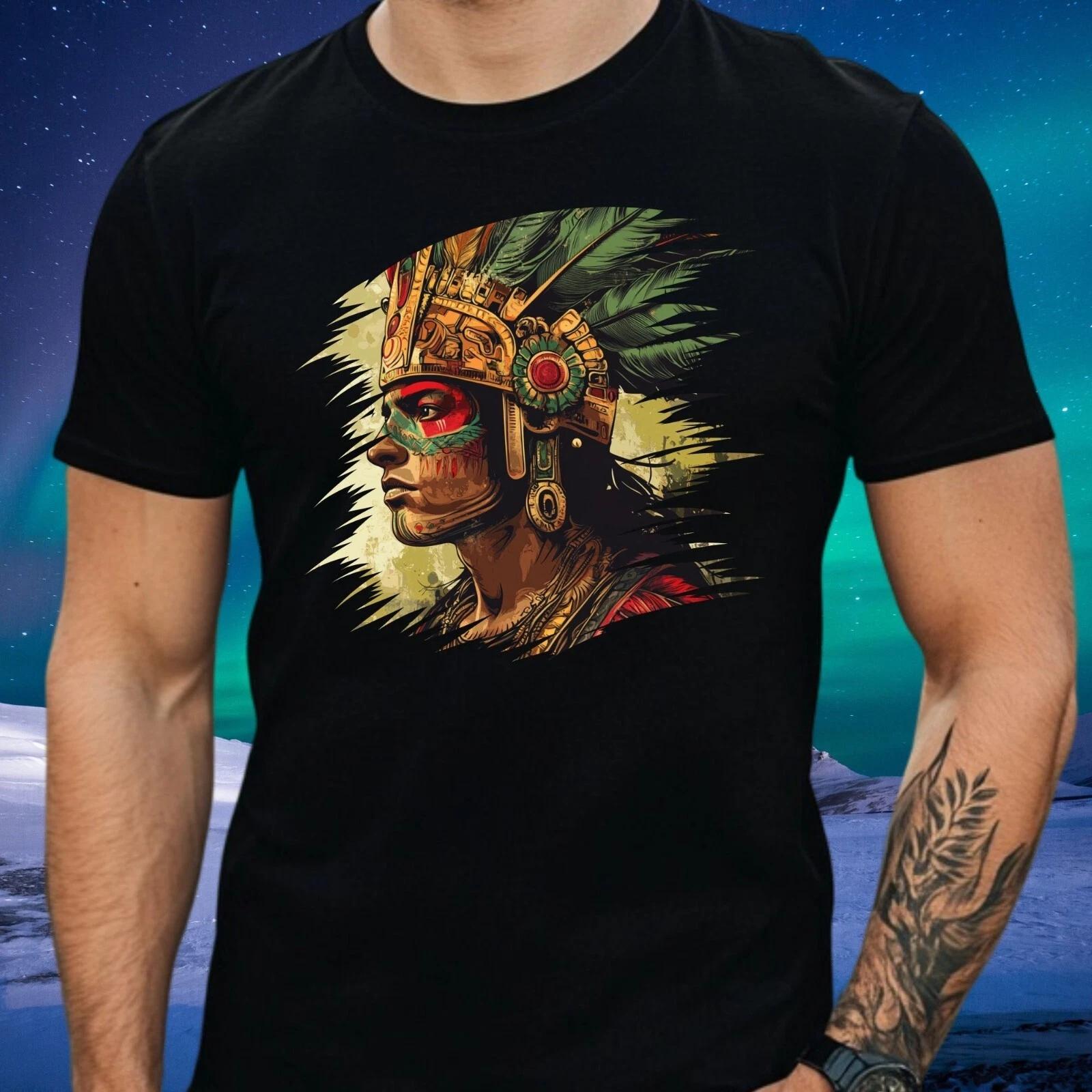 T-Shirt Herren Traditioneller mexikanischer Krieger Motiv Baumwolle GrößeSbis5XL XXXXL