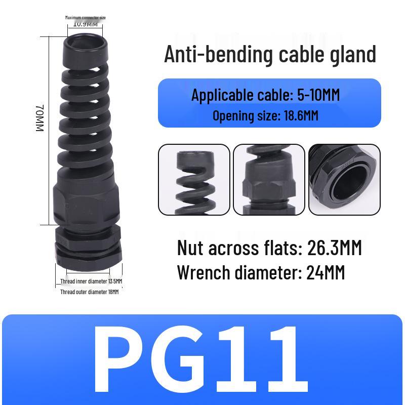 Nylon Waterproof Anti-bend Cable Gland Connector M12/16
