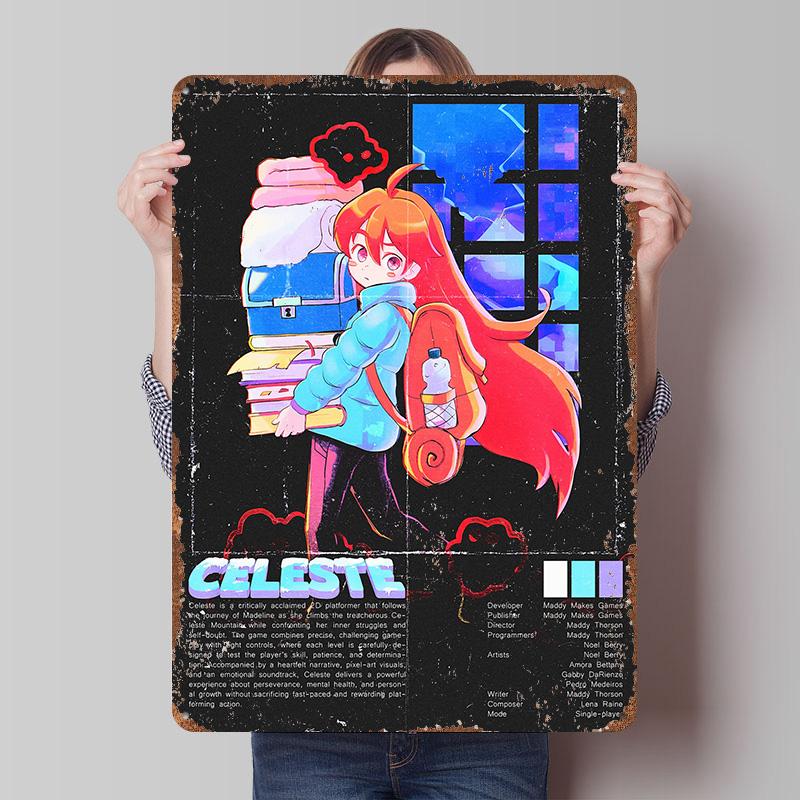 

Celeste Game Art Printed Poster Customized Wall Art Retro Vintage Metal Tin Signs for Bedroom Decoration Room Home Decor Items 7.9x11.8In(20x30cm)