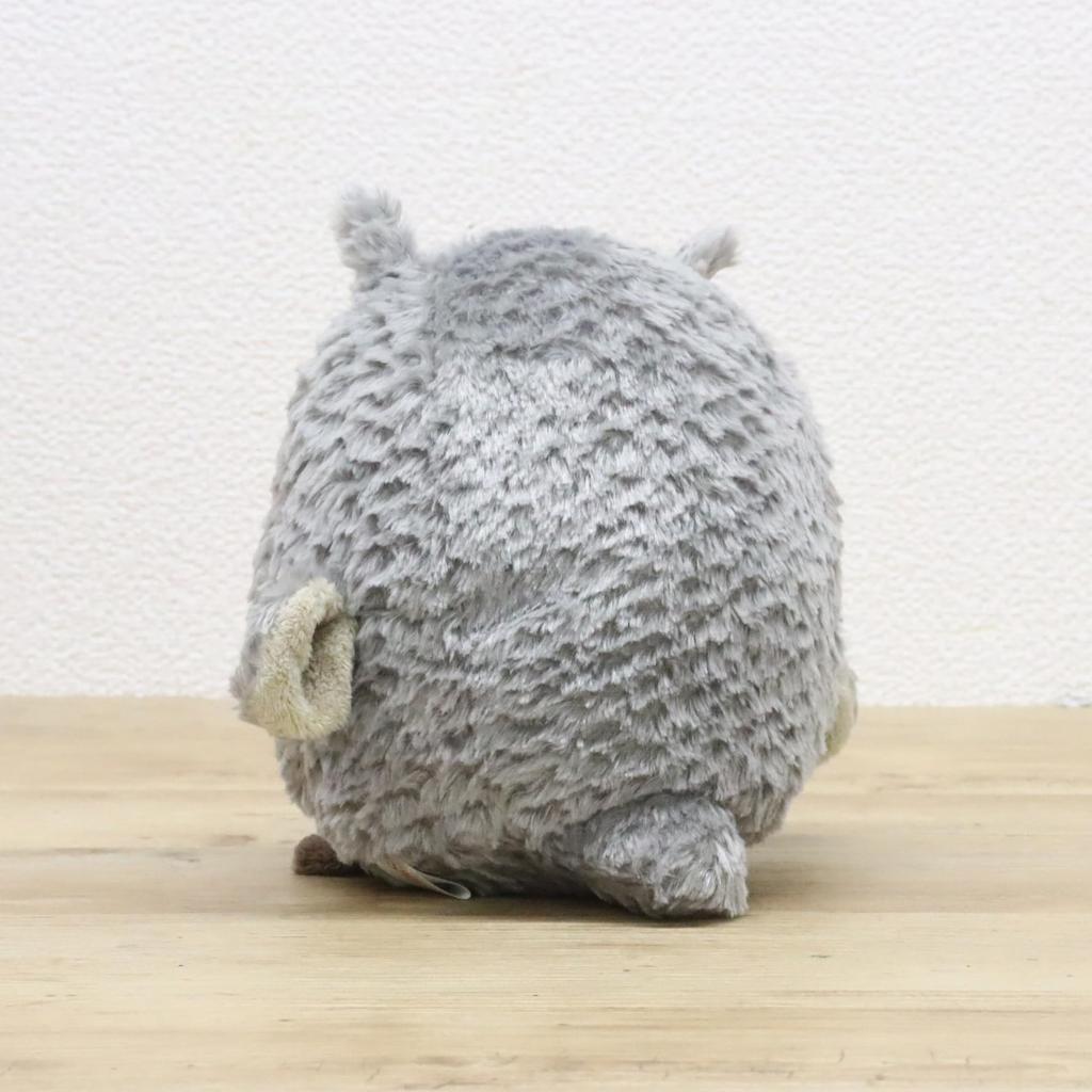 Shinada Round Owl (L) Plush Toy, Gray, Bright and Clear